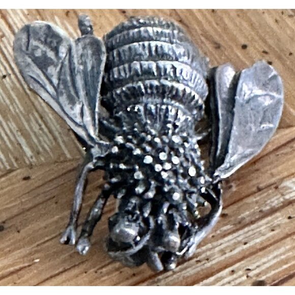 Vintage Sterling Silver Bee Brooch Signed Israel – Figural Insect Pin Nature 1 “ - Picture 2 of 10